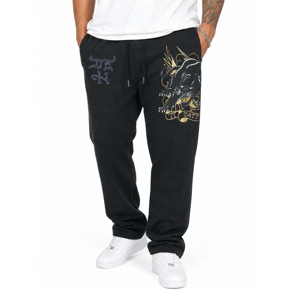 Ed Hardy Sweatpants Men L Black Panther Tattoo Graphic Joggers Grunge Streetwear